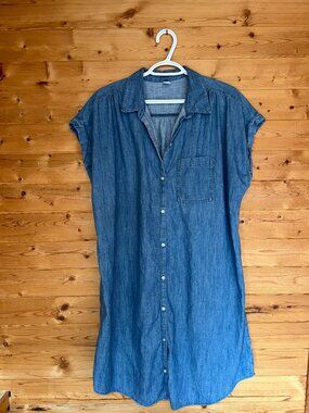 Gap Summer Denim Sleeveless (with cuffs) Shirt Dress 100% Cotton - Size XL